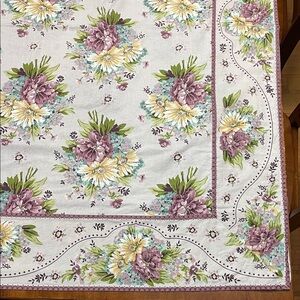 April Cornell Cotton Table Cloth 58” x 100” Floral Boutique Purple Yellow